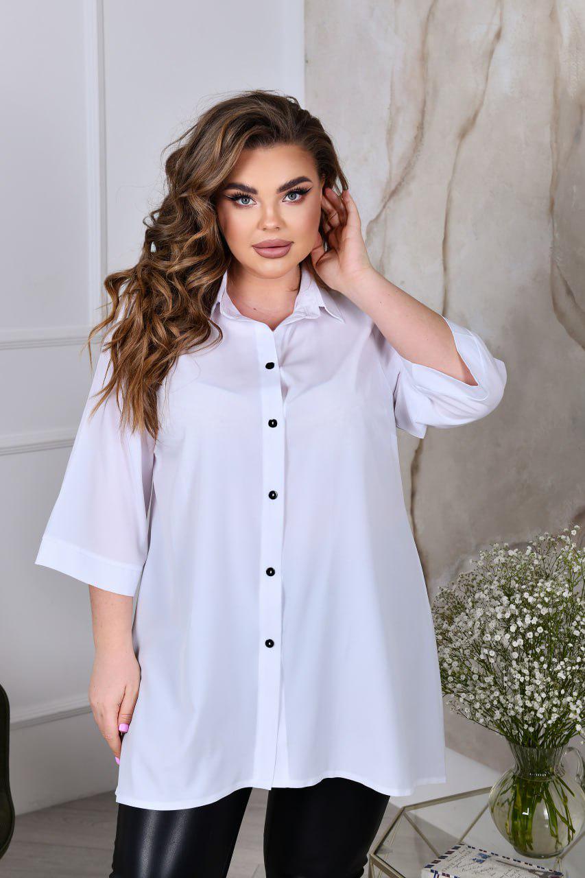 Блузка свободного фасона р. 52-54 Белый (7018) - фото 4