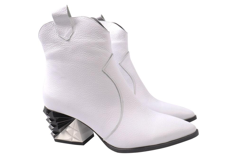 Ботильоны женские Da Cota из кожи на большом каблуке высокие р. 37 Белый (34-20DH)