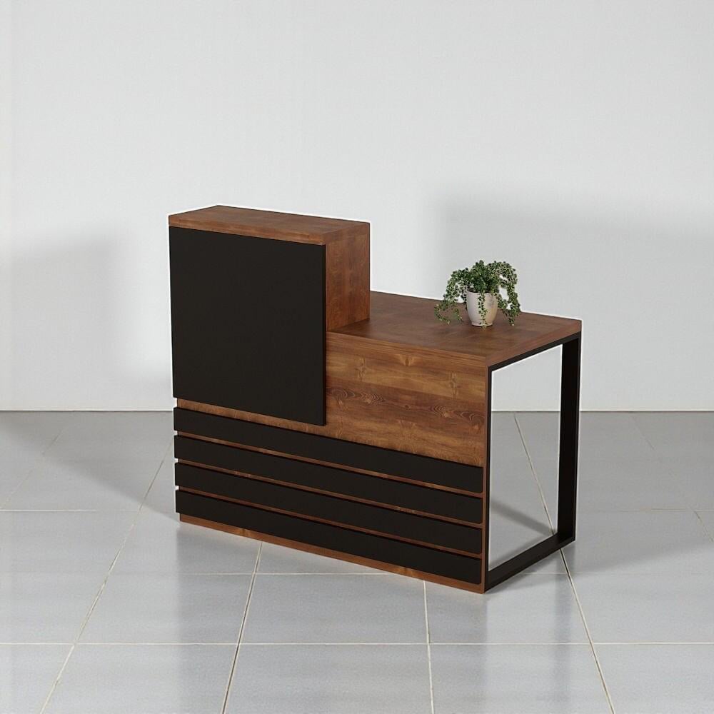 Стойка администратора Tobi Sho Ресепшн/5 правосторонняя для офиса 1400х636х1090 мм Файервуд/Черный