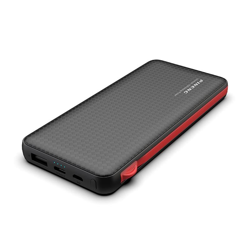 Повербанк Pineng PN-972 со встроенным Micro USB/Lightning/Type-C/USB кабелем 10000 mAh Black (97201)