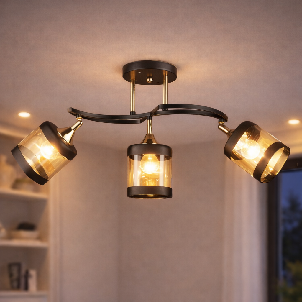 Люстра Sirius на три регулируемых плафона под лампу Е27 Черный/Золотой (B N4484/3) Люстра Sirius на три регулируемых плафона под лампу Е27 Черный/Золотой (B N4484/3)