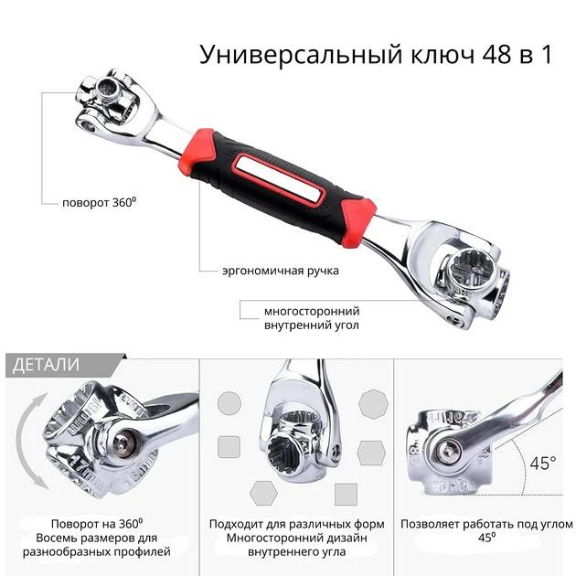 Ключ торцевой Universal Socket Wrench SmartUs 48в1 с вращающейся головкой (V4426) - фото 2