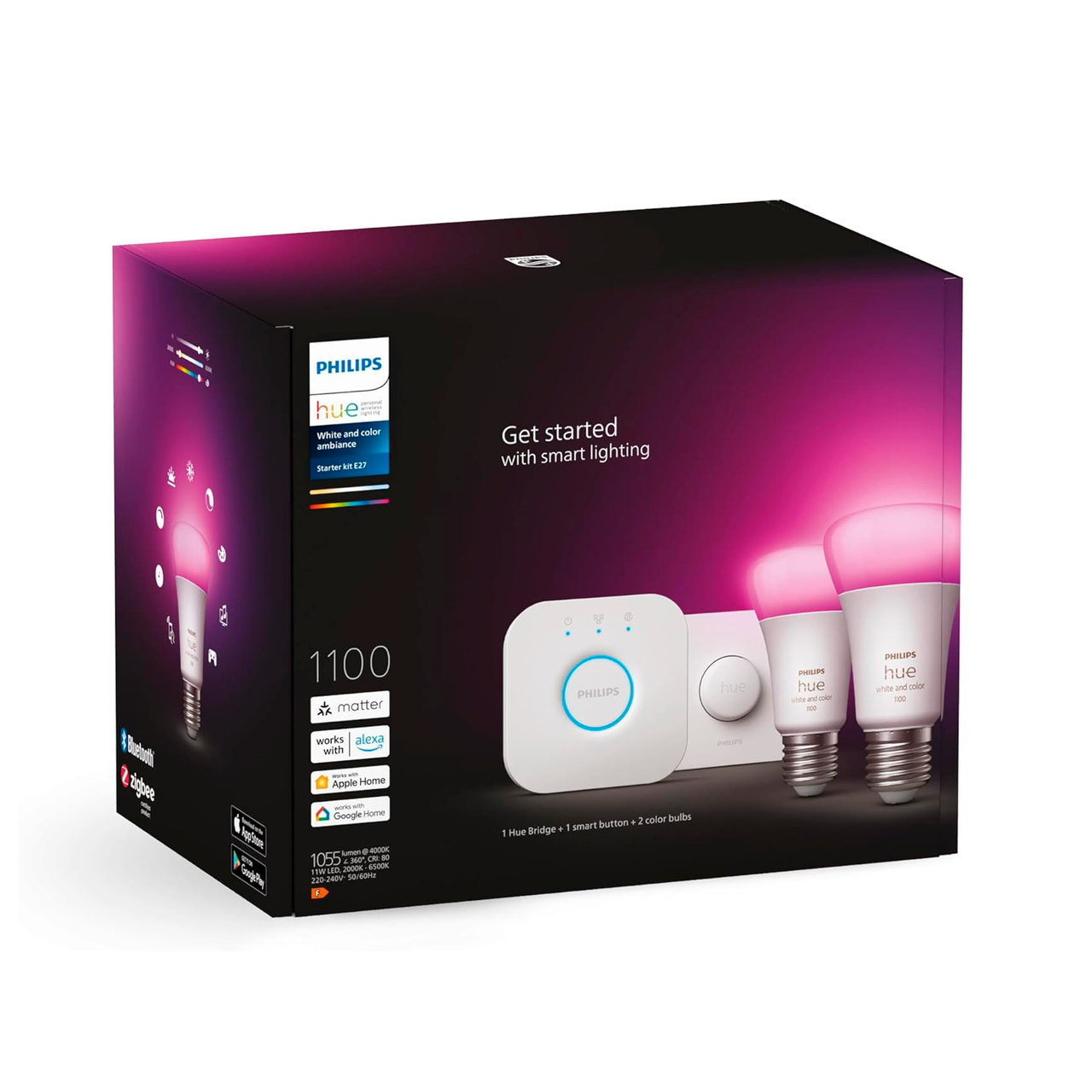 Стартовий комплект Philips Hue E27 White and Color 1100лм 75Вт 2 шт. + Philips Hue Bridge + Smart Button