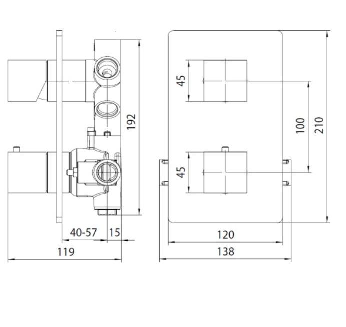 Зовнішня частина змішувача Bossini Cube Z00062000073005 з перемикачем Чорний (143483) - фото 2