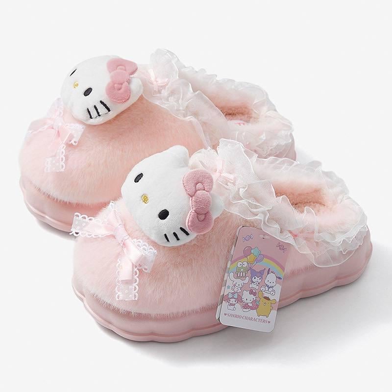 Тапочки женские домашние Hello Kitty утепленные с закрытым носком р. 35 22,5 см (10420)