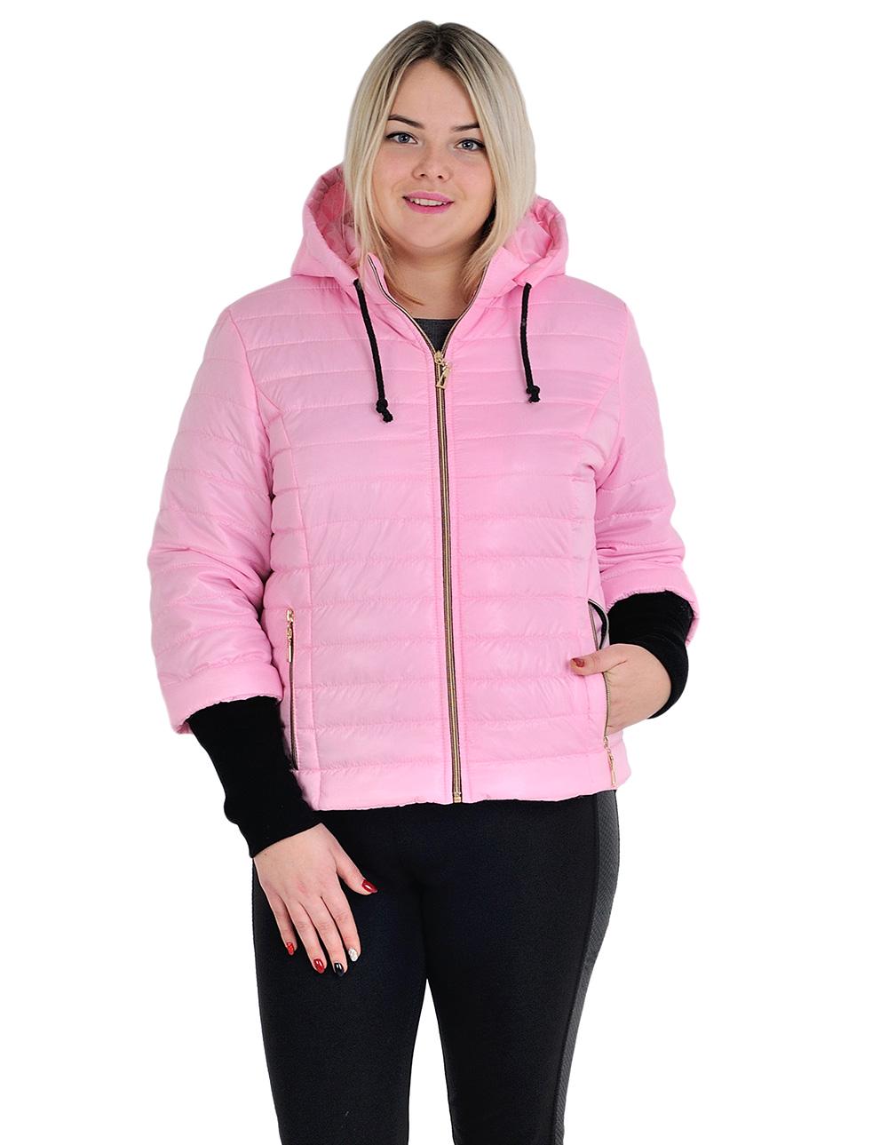 Куртка женская с довязкой на рукавах р. 54 Розовый (№3508-мк) Куртка женская с довязкой на рукавах р. 54 Розовый (№3508-мк)