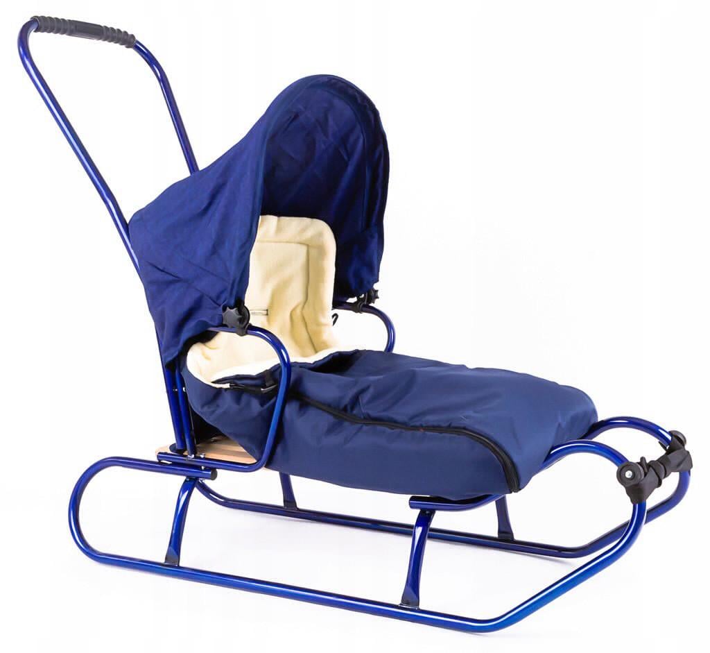 Санки 5в1 спинка/ручка/козырек/спальник Синий (2616433155)