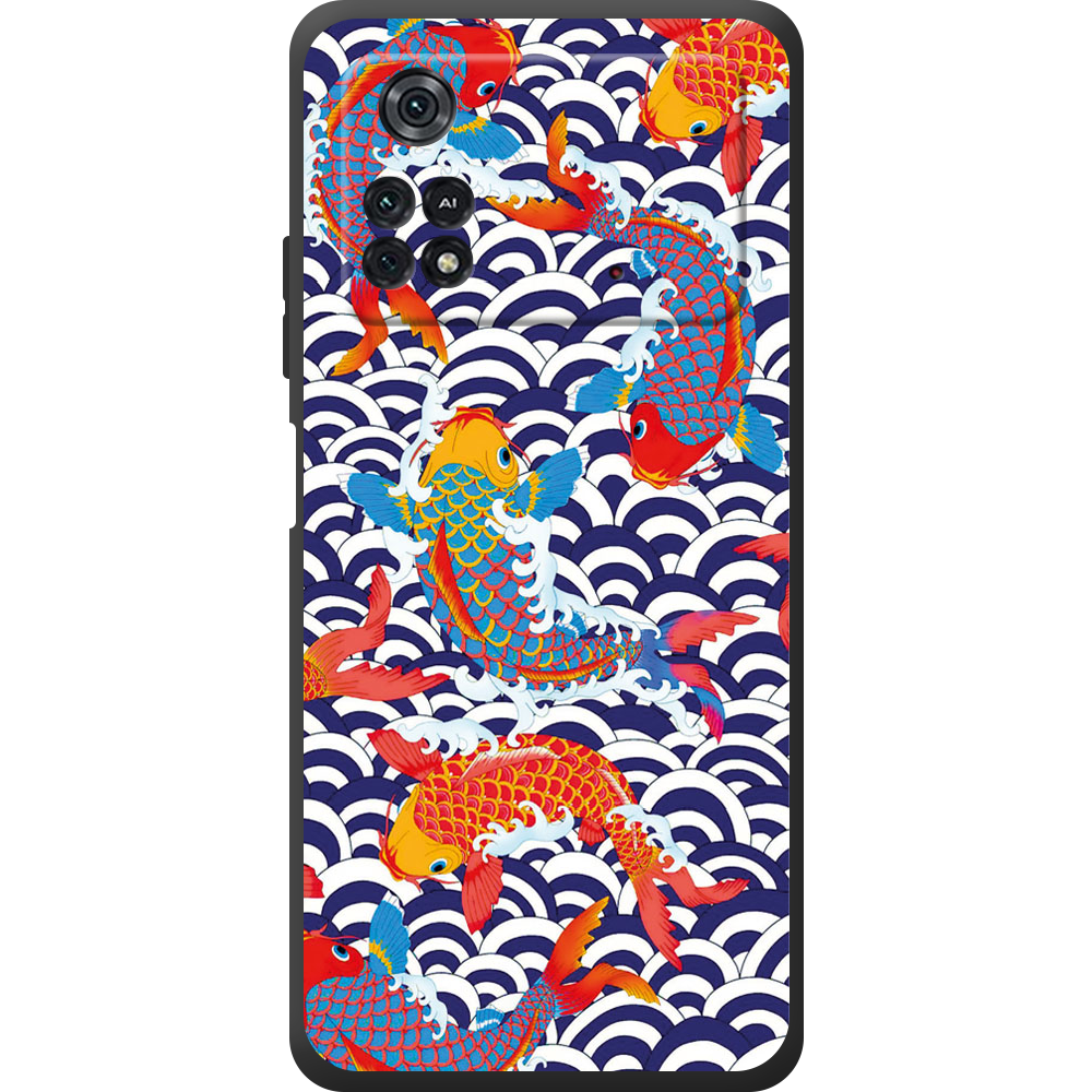 Чехол BoxFace Poco M4 Pro 4G Koi Fish Черный силикон (44475-up2477-44485)