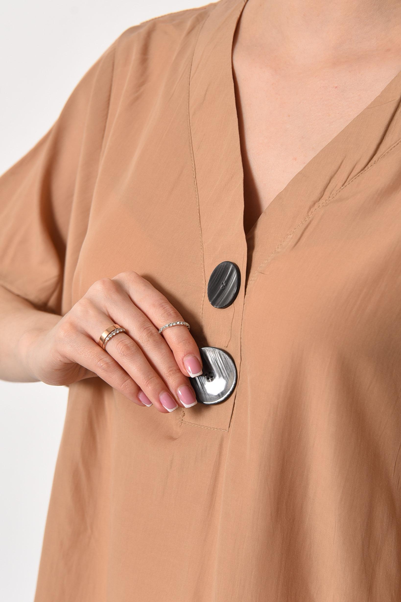 Блуза женская с коротким рукавом р. 48 Бежевый (176189) - фото 4