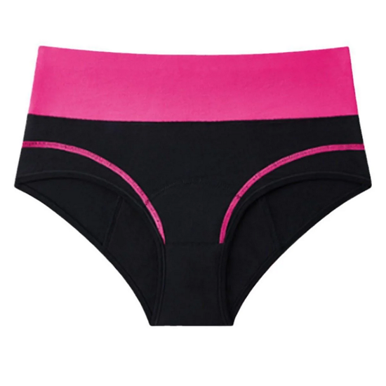 Трусы слипы для месячных от протеканий с высокой посадкой хлопок S Черный с розовым