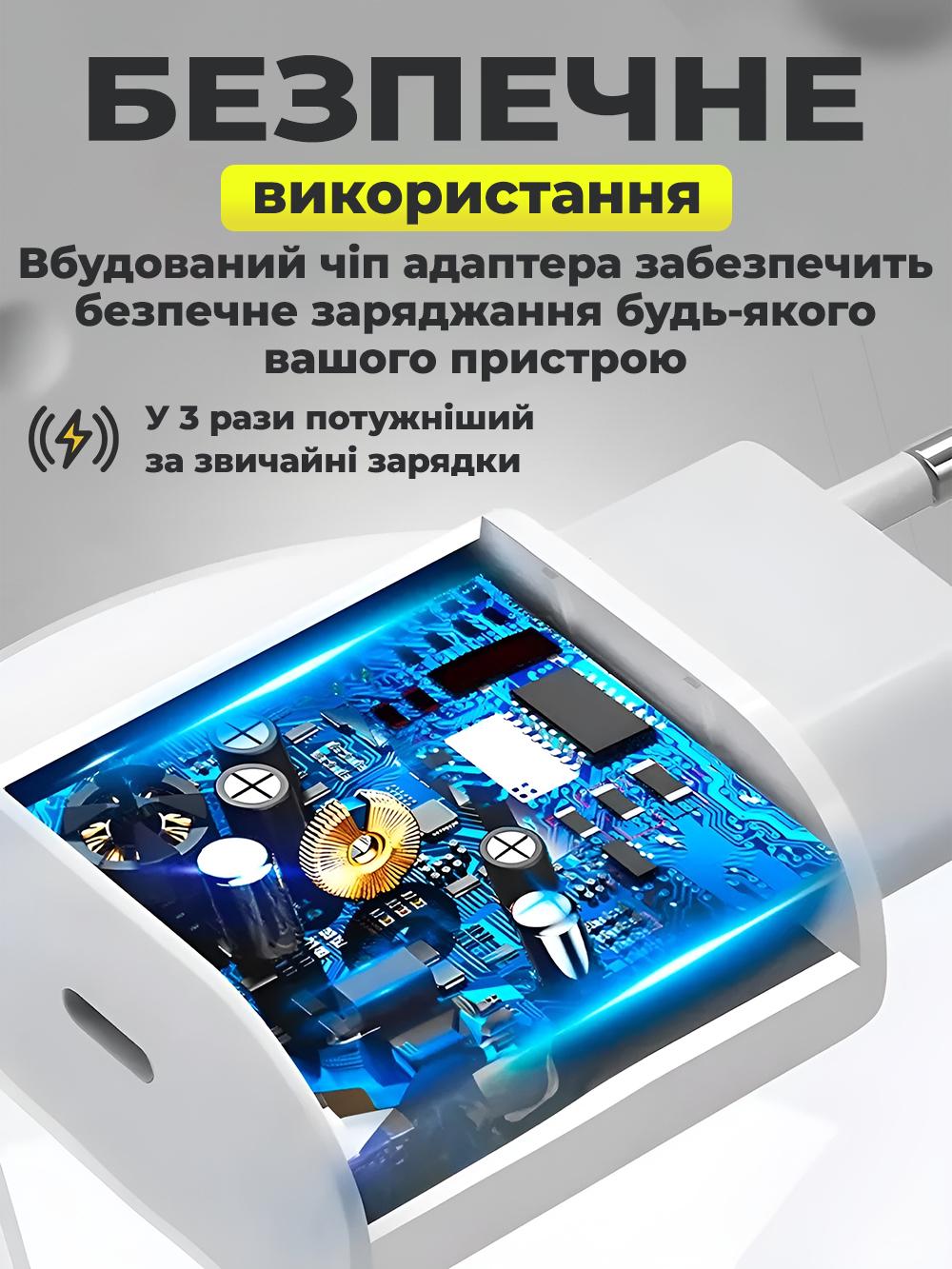 Зарядний пристрій JoyPro 20W з кабелем Type-C 1 м Чорний (3b50ed41) - фото 8