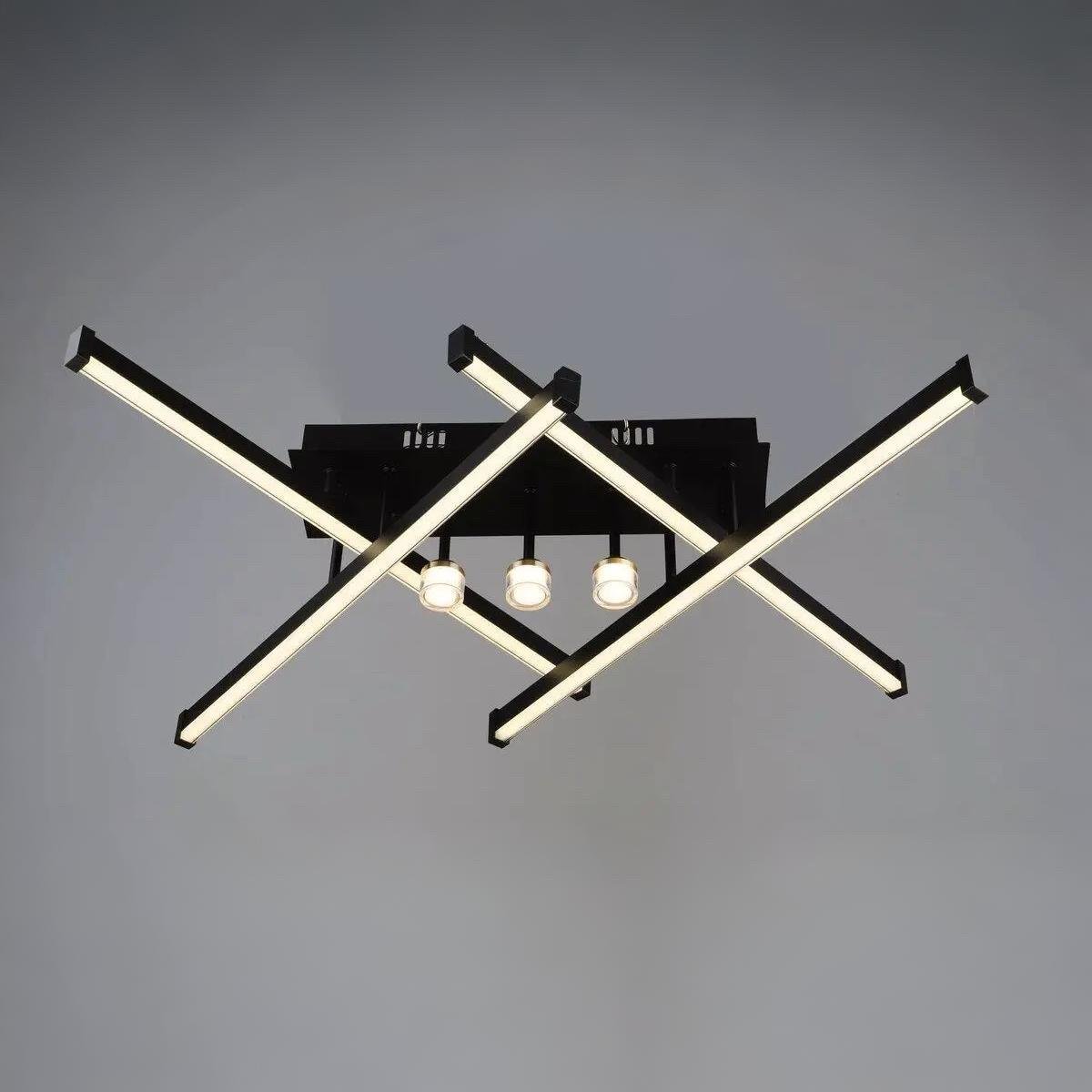 Люстра светодиодная Sirius с линейными плафонами 54W 3000K/6500K Золотой/Черный (B YH1312/4+3 BK+GD)