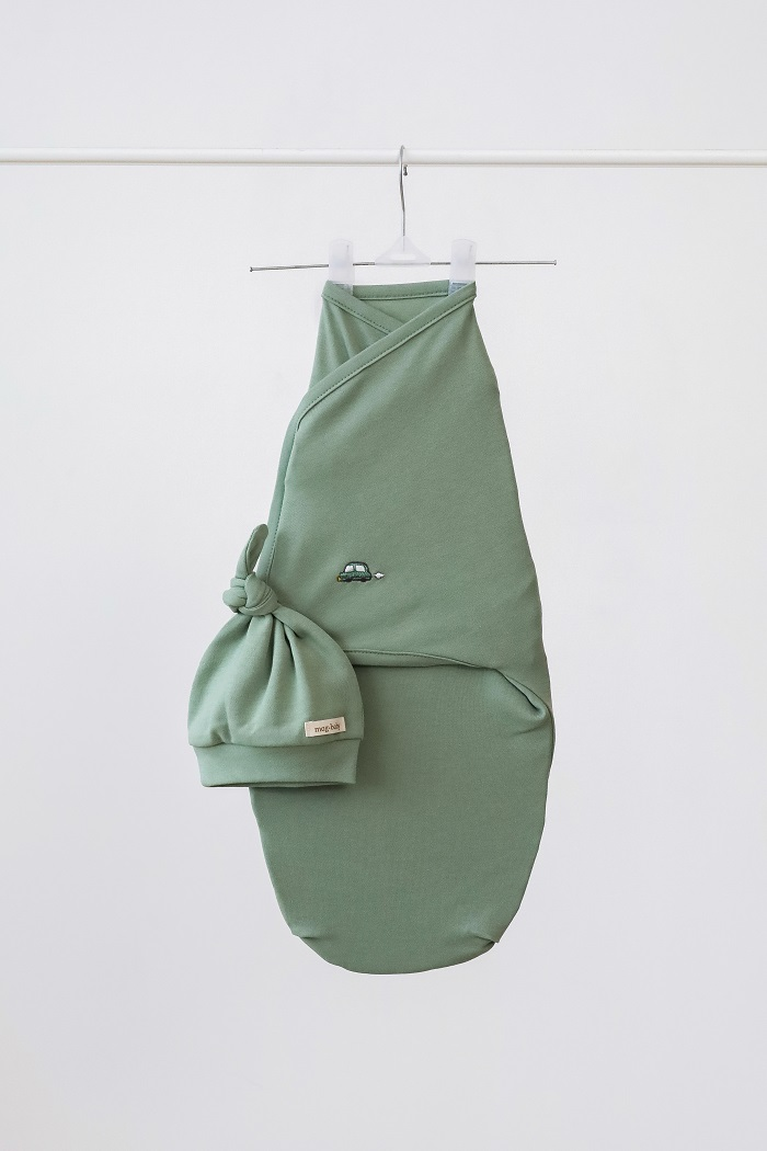 Пеленка-кокон с шапочкой детская на липучке Purl 0-3 мес. Серый (MG212)