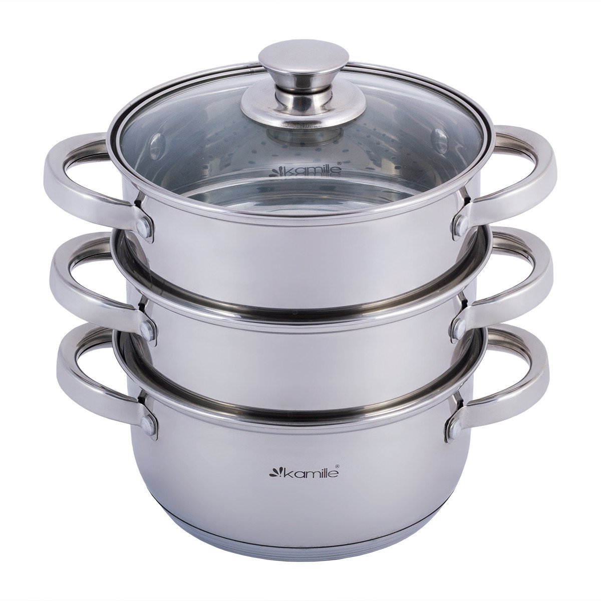 Пароварка 2-х уровневая Kamille 18 см из нержавеющей стали KM-5835
