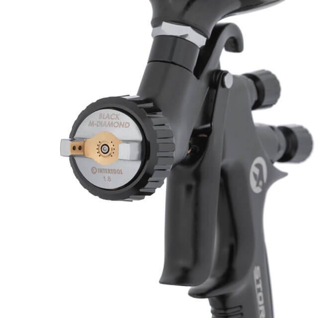 Фарбопульт пневматичний Storm Intertool PT-0168 HVLP M-DIAMOND професійний форсунка 1,8 мм пластиковий бачок 600 мл Black (1661245477) - фото 2