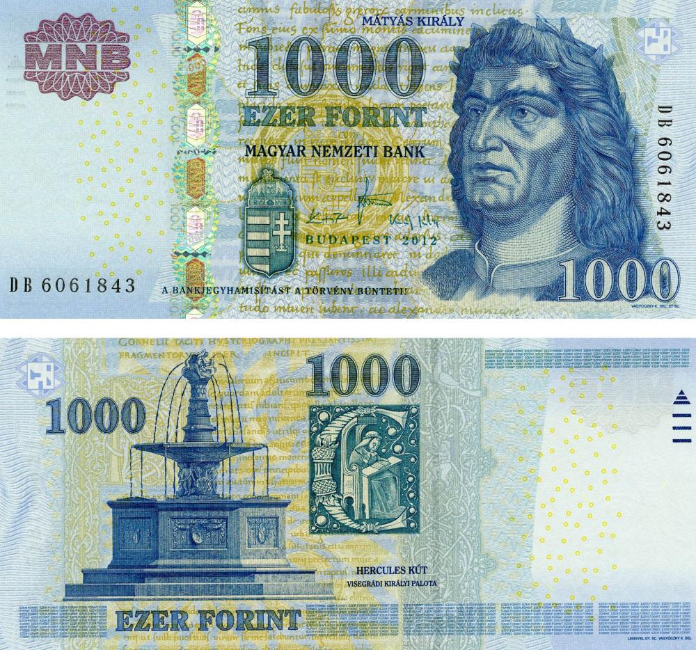 Коллекционная банкнота Венгрия 1000 форинтов 2012 UNC P197d (Б07170)