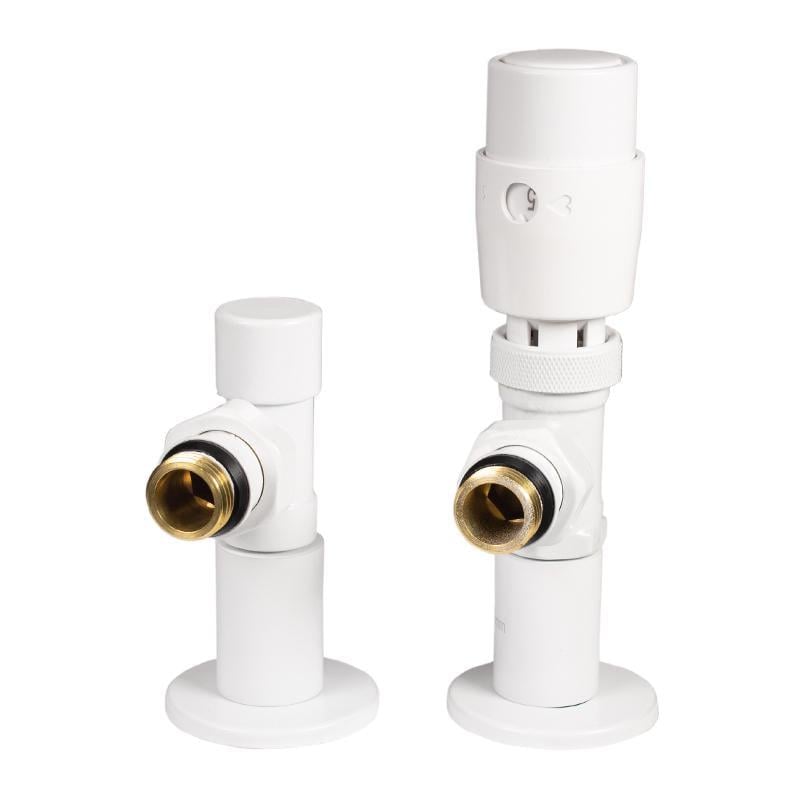 Набор кранов радиаторных угловых Ideale ВЗ с термоголовкой 2 шт. 1/2х1/2" White (22607) Набор кранов радиаторных угловых Ideale ВЗ с термоголовкой 2 шт. 1/2х1/2" White (22607)