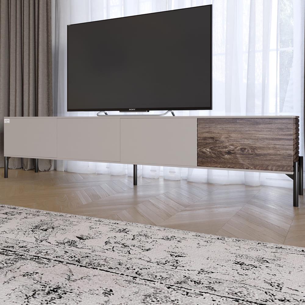 Тумба под телевизор Lion Грей на черных металлических ножках Кашемир/Дерево (000-000-2472)