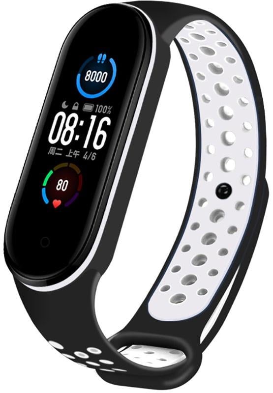 Ремешок UWatch Replacement Sports Strap for Mi Band 5/6/7 Black/White - фото 2