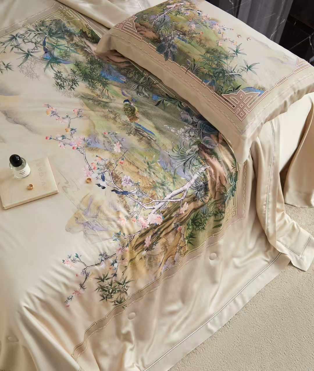 Комплект постельного белья Цветы с одеялом тенсел семейный (70122) - фото 2 Комплект постельного белья Цветы с одеялом тенсел семейный (70122) - фото 2