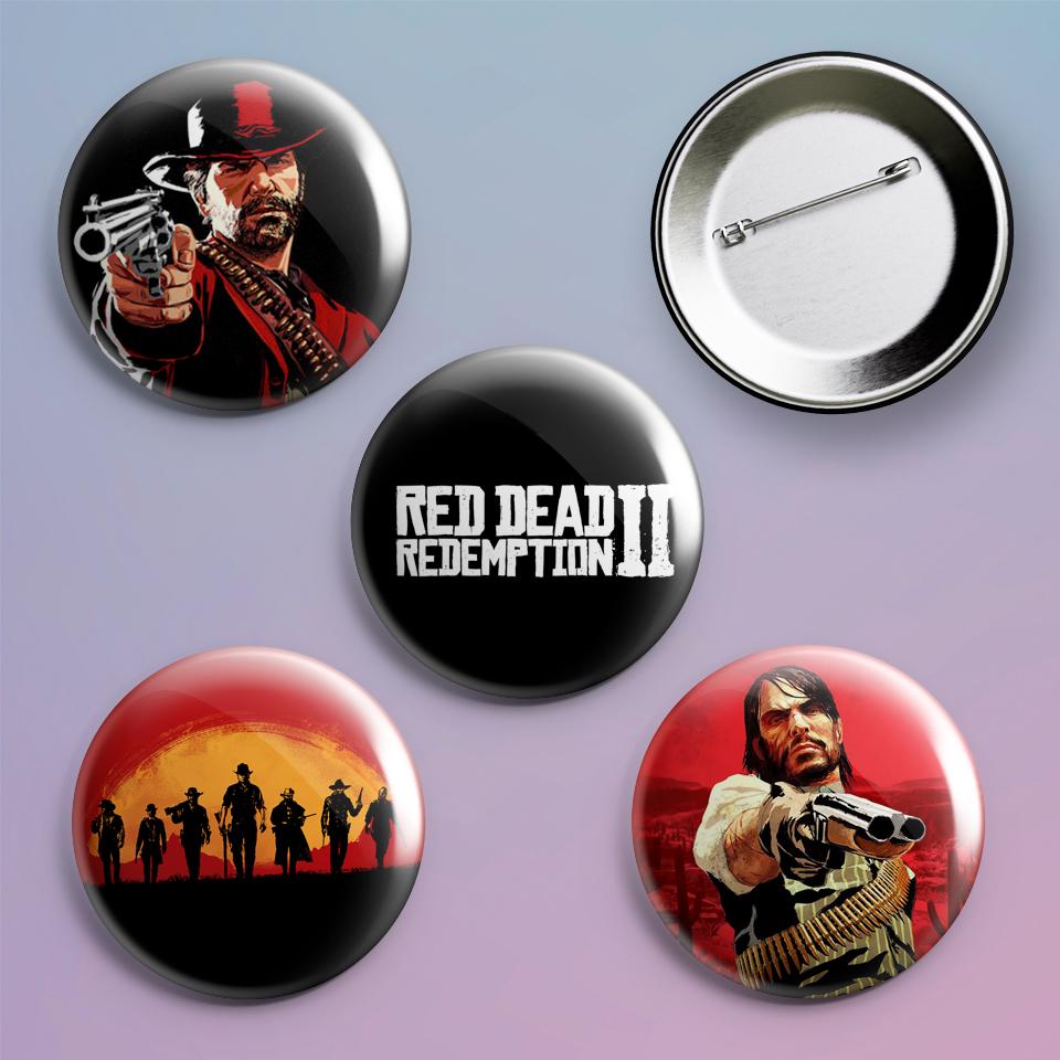 Значки на рюкзак с принтом игры Red Dead Redemption 4 шт.