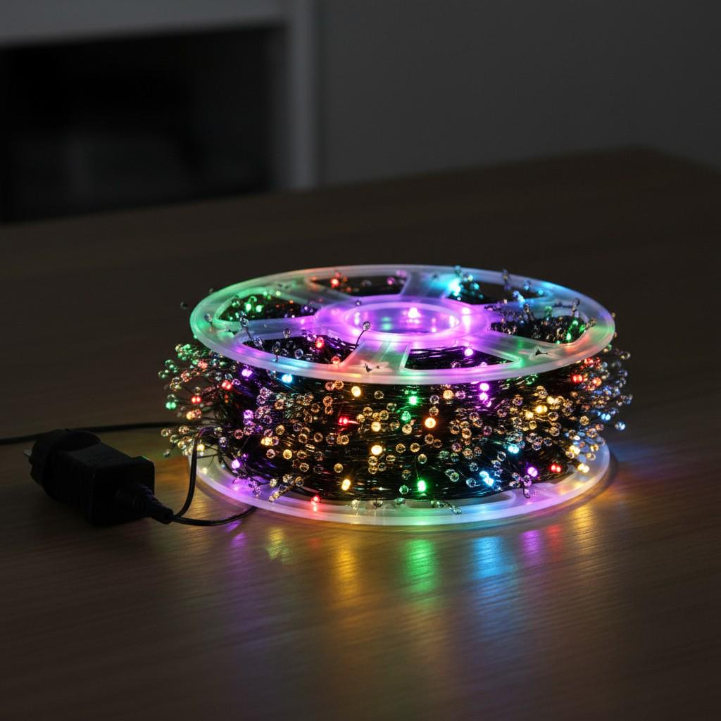 Мережева гірлянда-нитка кімнатна роса хвойна лапа 50 м 1500 LED світлодіодів Зелений/Мультиколір (D1500L50MGML)