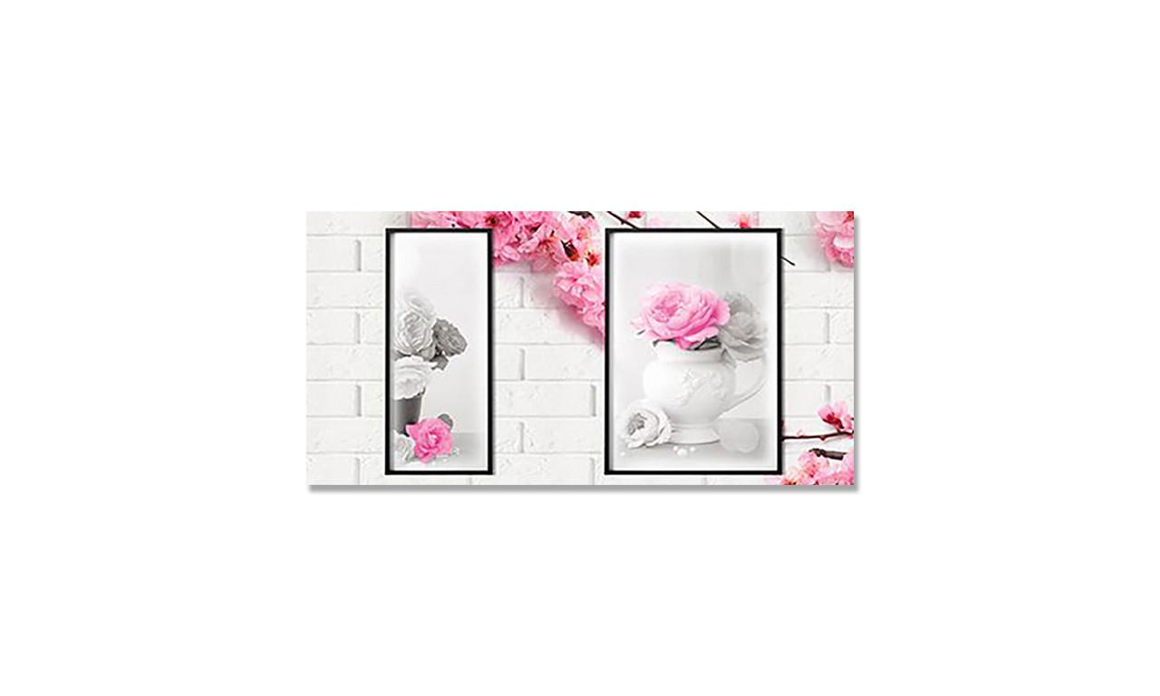 Наклейка виниловая на стол Zatarga Белые кирпичи и Цветы 600х1200 мм (1262637351)