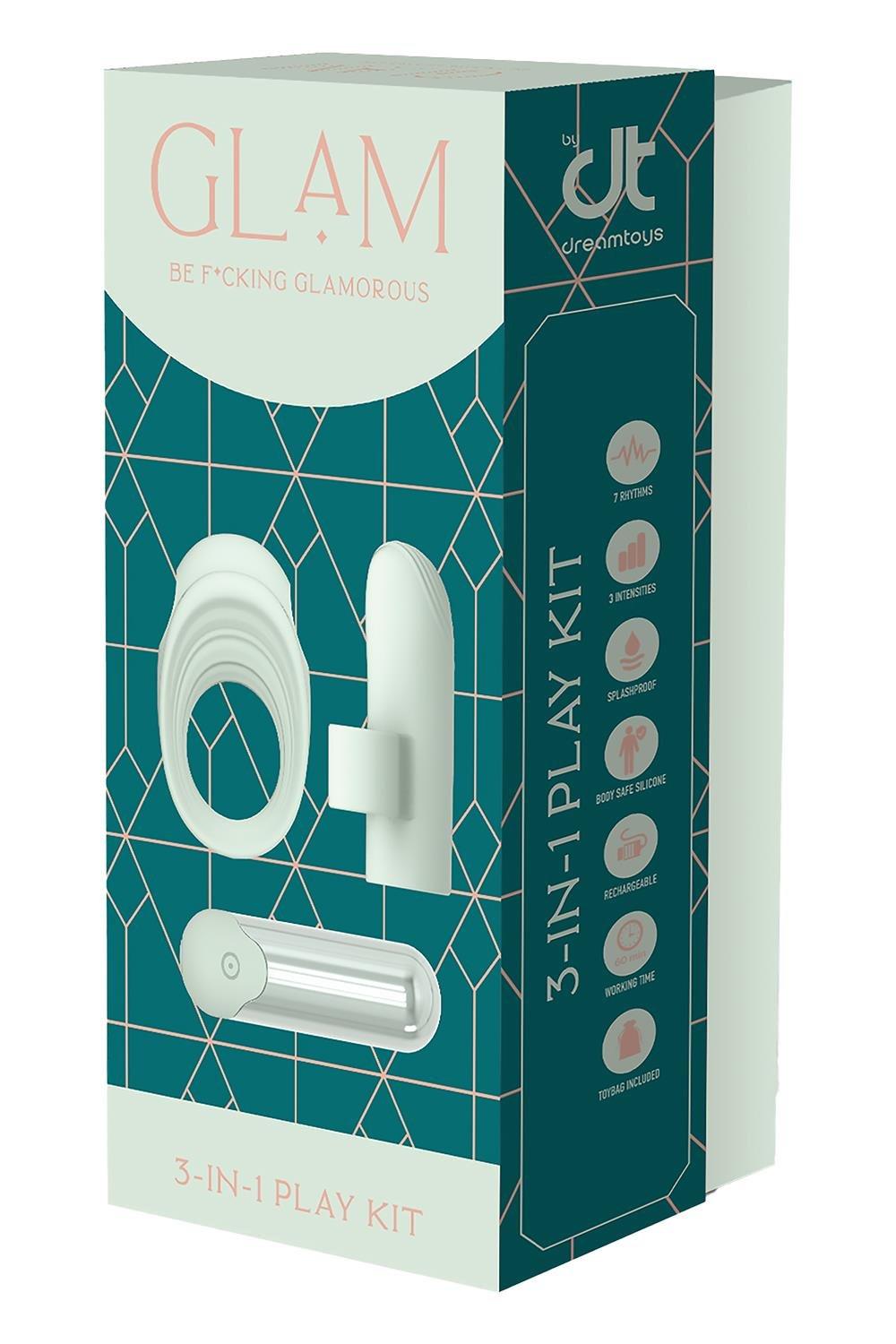 Кольцо эрекционное с виброшариком и вибратор на пальчик Dream Toys GLAM Мятный (DT22230)
