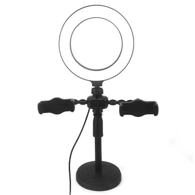 Кольцевая лампа настольная с двумя держателями для телефона 16 см (Ring Light 16)