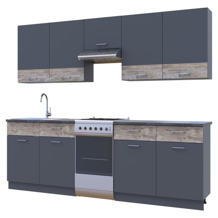 Кухня модульная Лея DRS-011377 300х60х250 см Графит/Дуб клондайк (81000012)