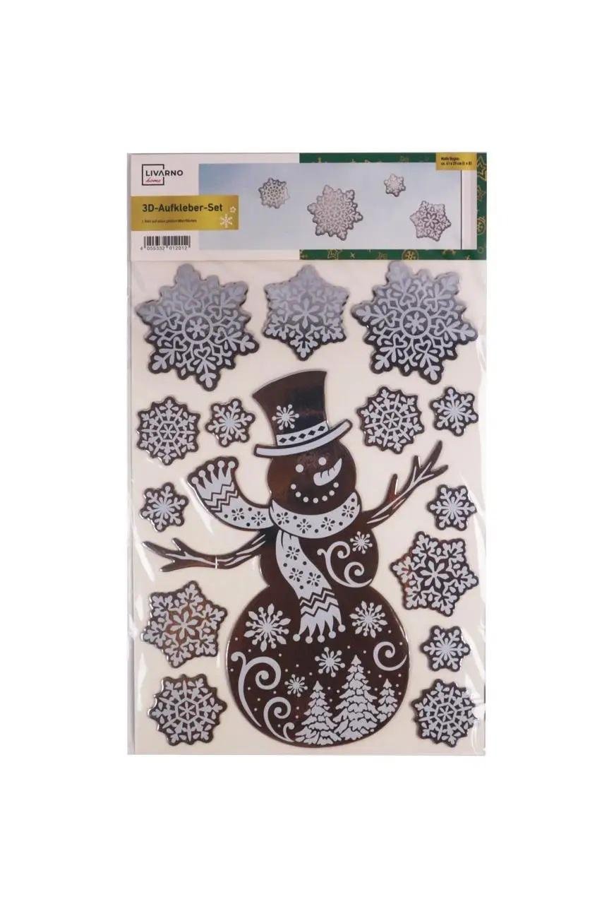 Новогодние 3D наклейки на окна многоразовые Снеговик Livarno Home 15 шт. 50х30 см (N1-00449) - фото 2 Новогодние 3D наклейки на окна многоразовые Снеговик Livarno Home 15 шт. 50х30 см (N1-00449) - фото 2