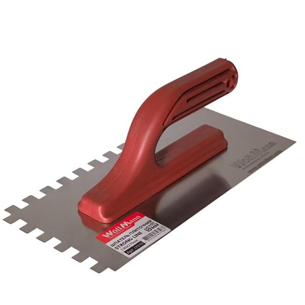 Терка плиточная Strongline Woffmann 130х270 мм с зубьями 10х10 мм из нержавейки с усиленной ручкой