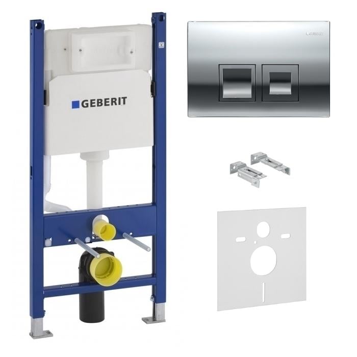 Инсталляционная система для унитаза Geberit DUOFIX 458.126.00.1+115.135.21.1 с кнопкой Хром (72015)