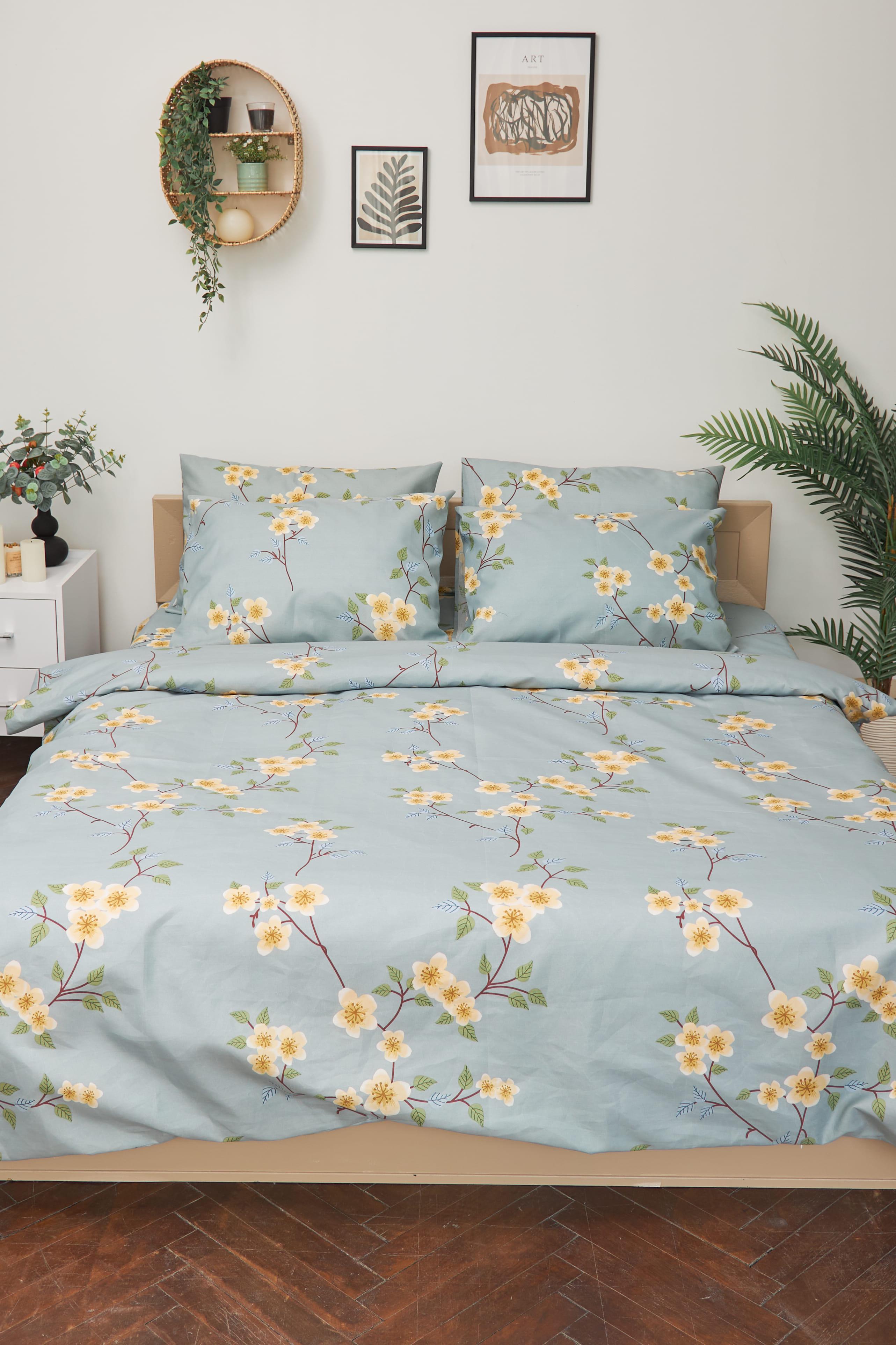 Комплект постельного белья Moon&Star Spring Flower Premium микросатин полуторный 143х210 см наволочки 2 шт. (MS-820001405)