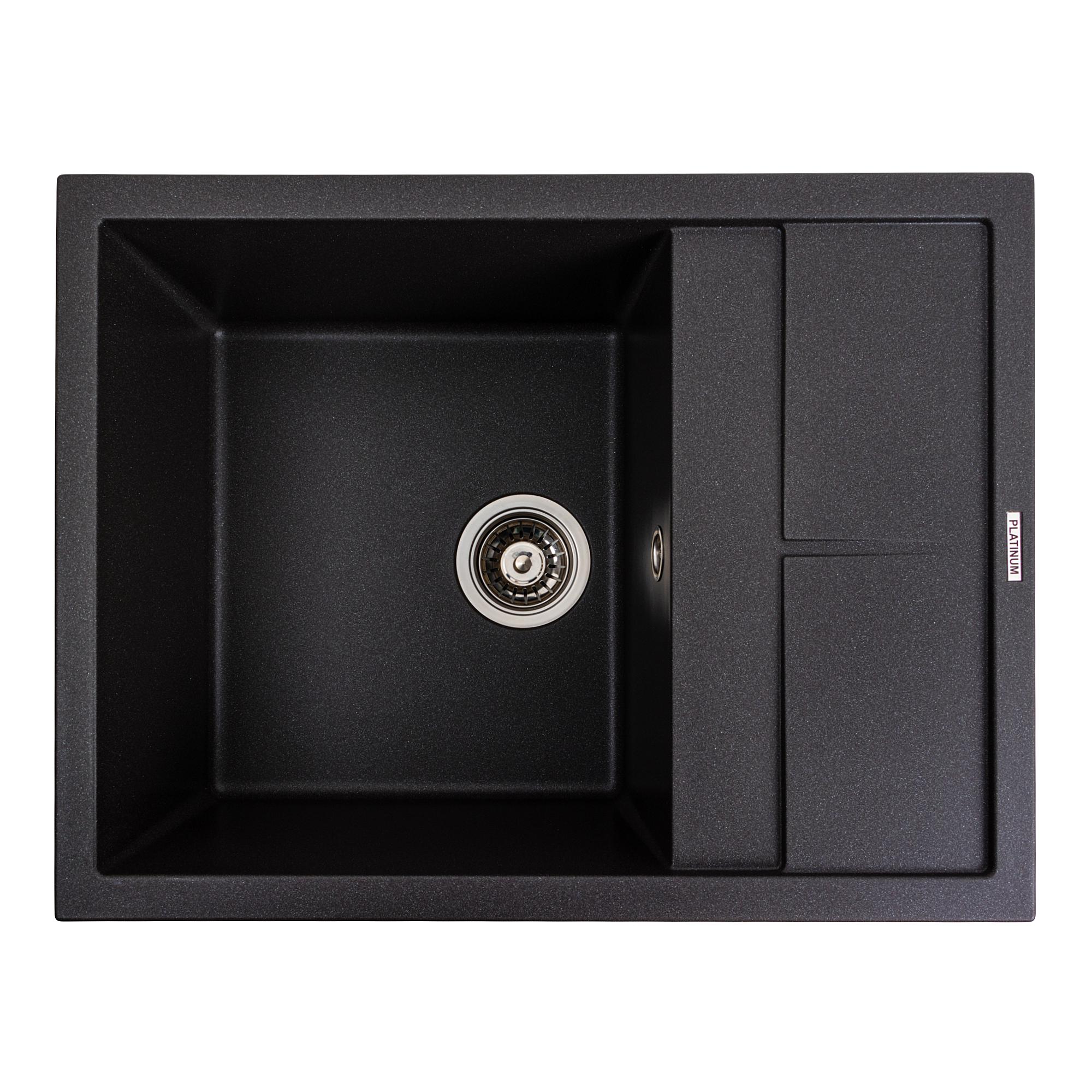 Мойка кухонная Platinum PLS-A40649 прямоугольная гранитная 650x500 мм Черный (228826)