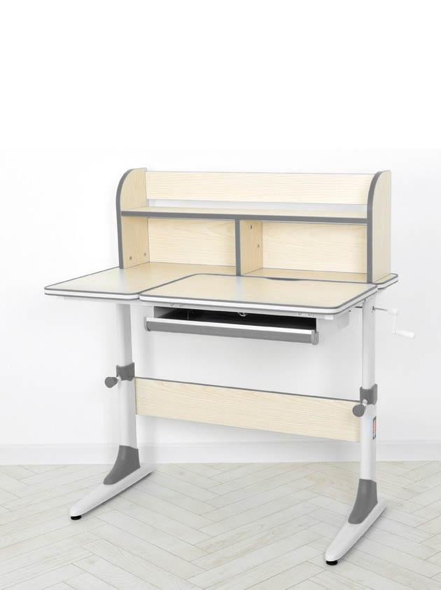 Парта с надстройкой и полкой высота регулируется Bambi Бежево-серый (4804W-11) Парта с надстройкой и полкой высота регулируется Bambi Бежево-серый (4804W-11)