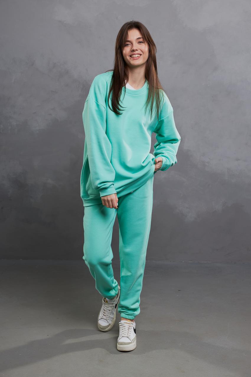 Спортивный костюм женский М123 со свитшотом и джогерами 3х-петля XS Минт (538-1-66)