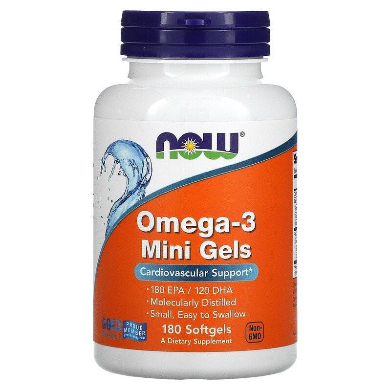 Жирные кислоты Now Foods Omega-3 Mini Gels 180 капсул Жирные кислоты Now Foods Omega-3 Mini Gels 180 капсул