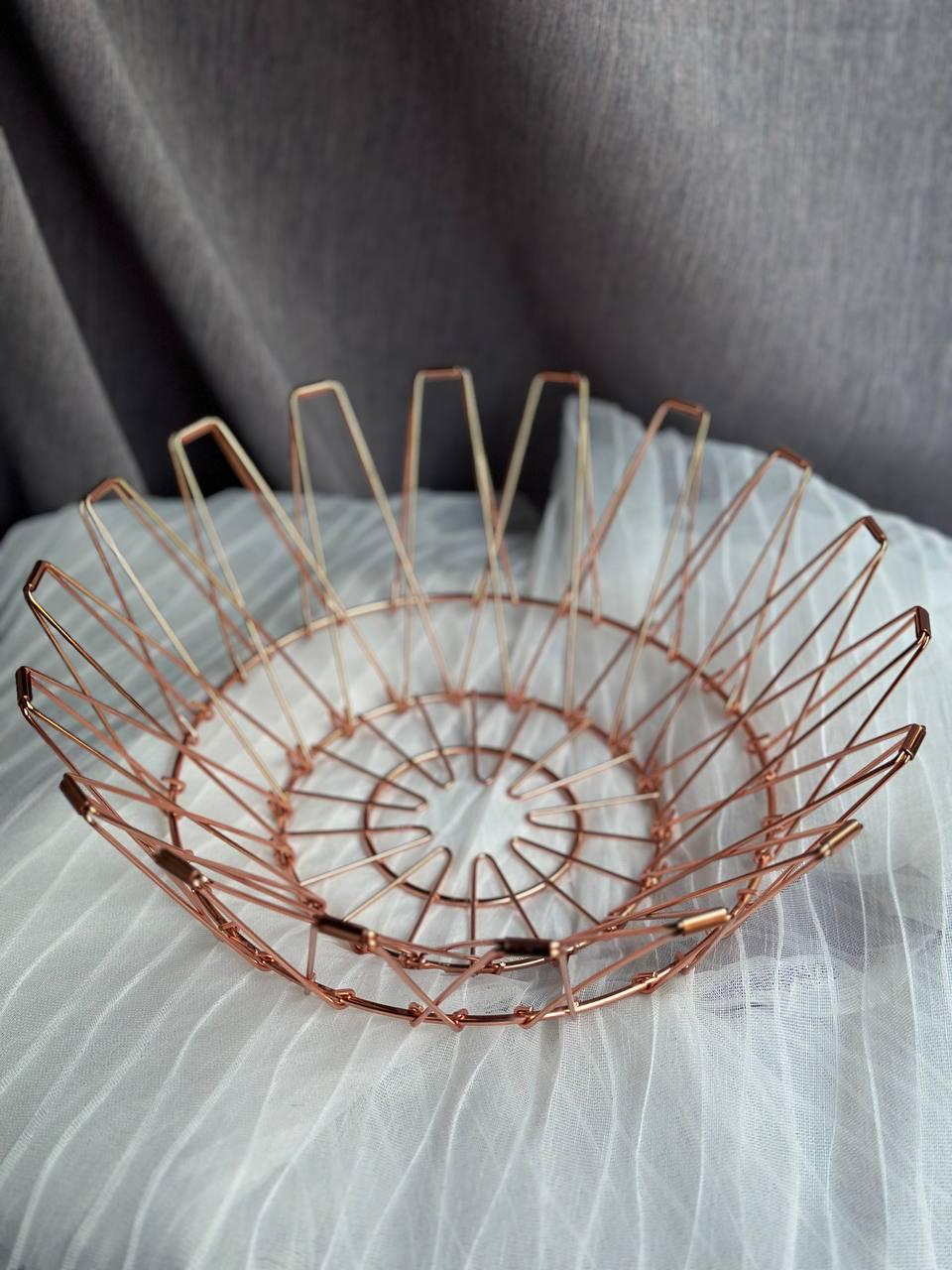 Фруктівниця-трансформер металева 36х5х10 см Рожеве золото - фото 1 Фруктівниця-трансформер металева 36х5х10 см Рожеве золото - фото 1