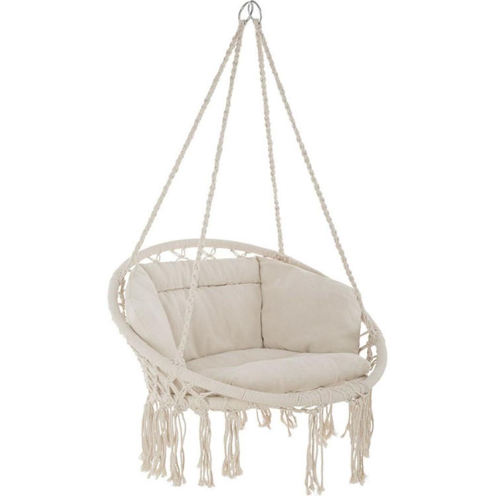 Садовое подвесное кресло-качеля Бохо с большой подушкой Bonro B-092-3 Beige до 120 кг Бежевый