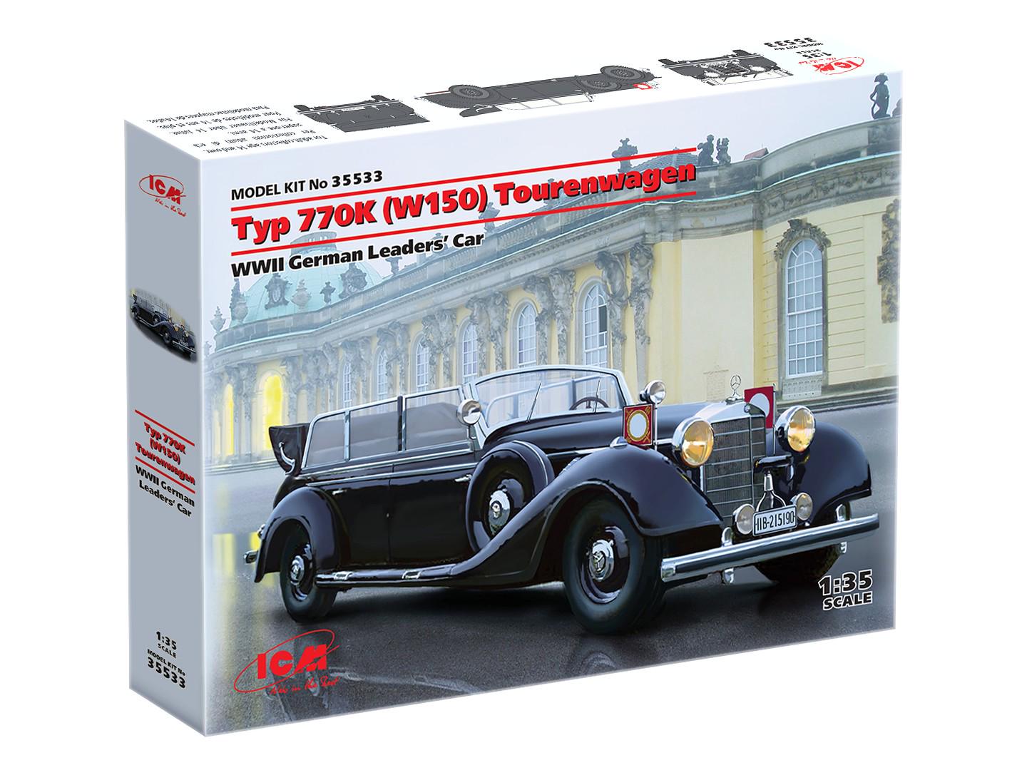 Сборная модель ICM Typ 770K W150 Tourenwagen автомобиль немецкого руководства времен 2 Мировой войны (35533)