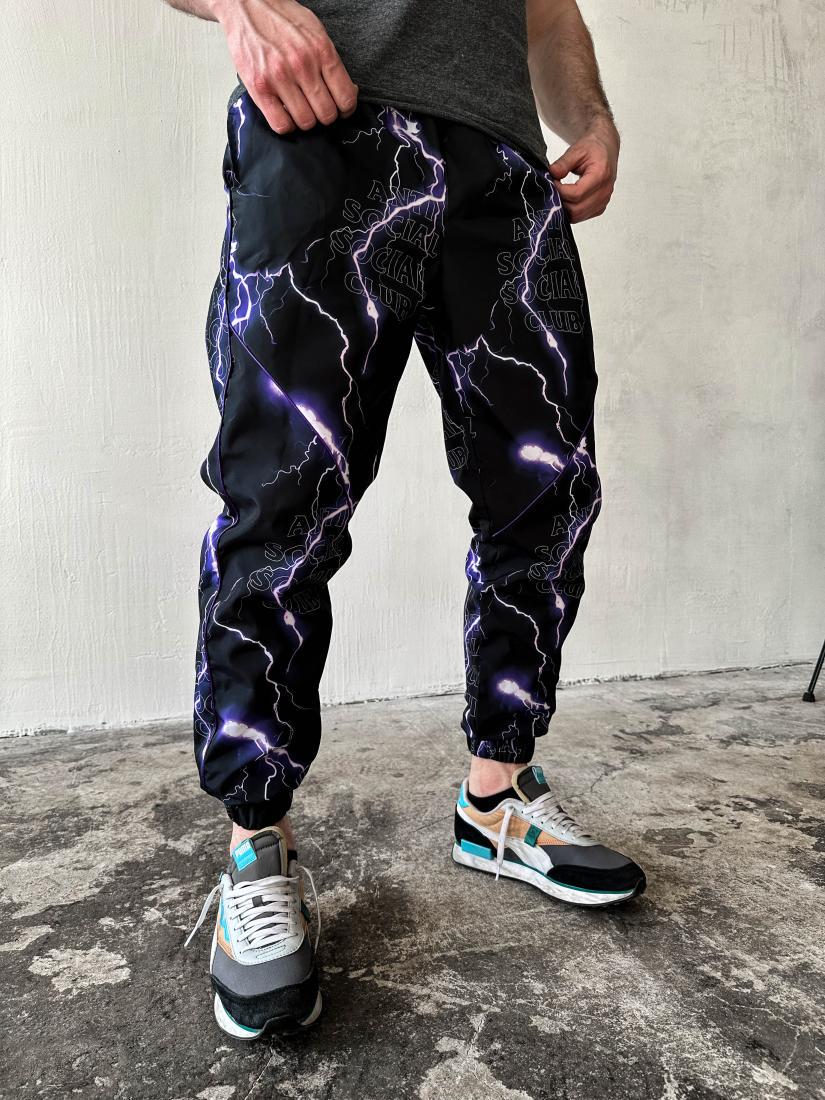 Спортивні штани 12-208 плащівка на підкладці L Чорний (23149)