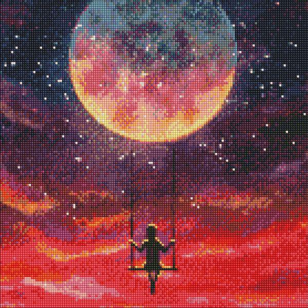 Алмазна мозаїка Ідейка Космічна гойдалка 40x40 см (Id-AMO7288)