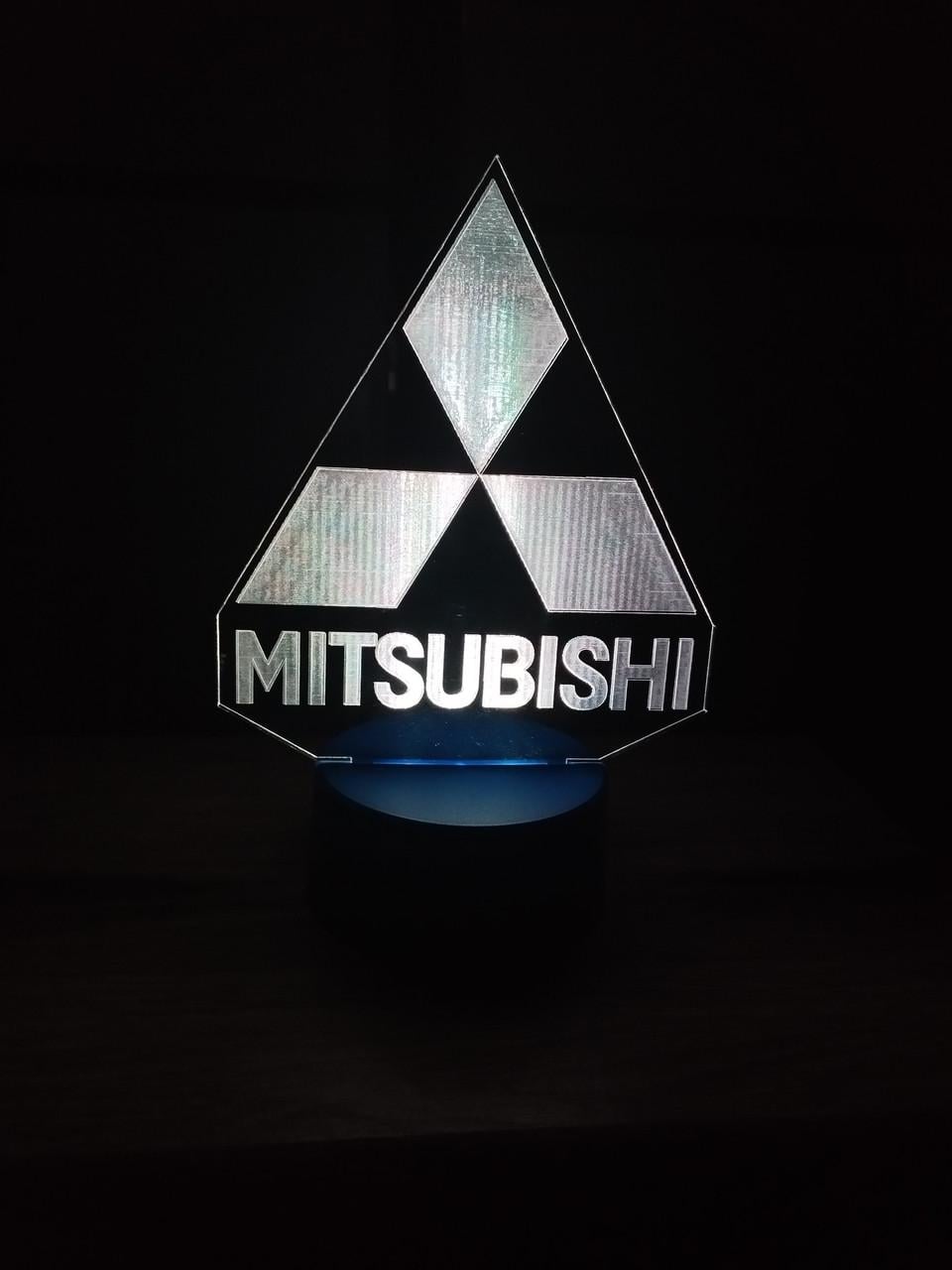 3d-ночник Mitsubishi логотип несколько подсветок/на батарейке (2135564921)