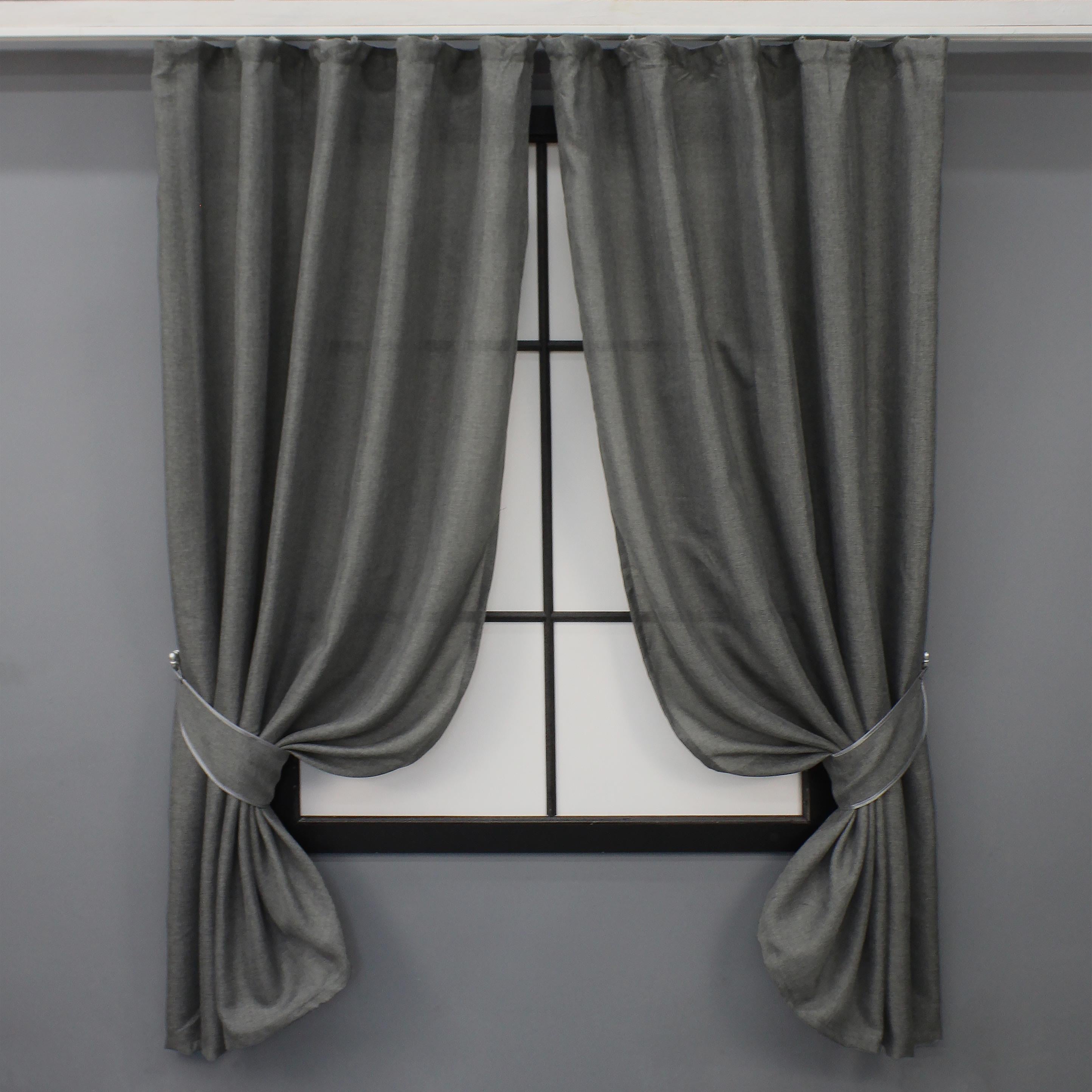 Комплект коротких штор VR-Textil Льон Мішковина №1473ш 130х170 см 2 шт. Темно-сірий (35-0225)