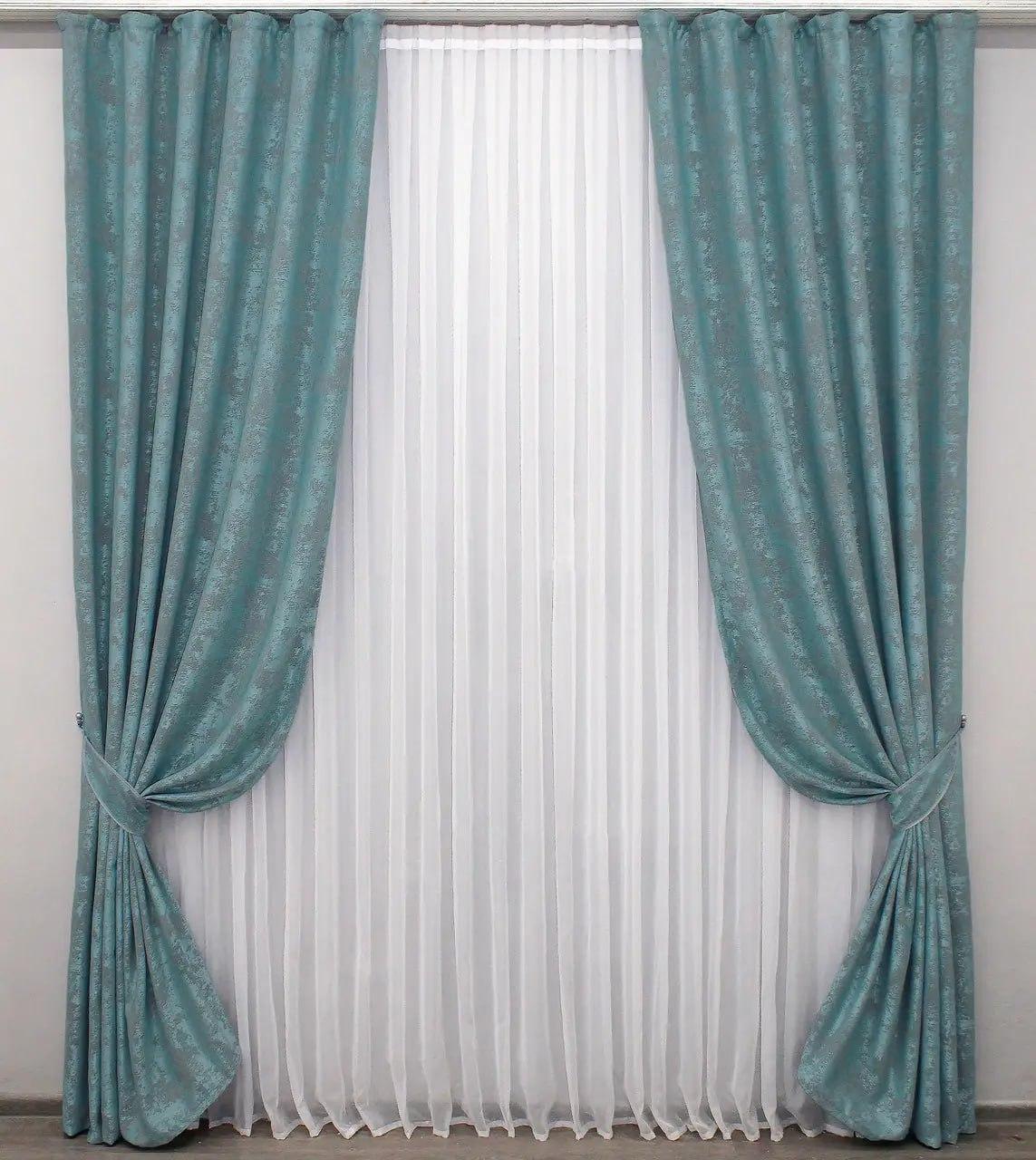 Шторы для спальни Жаккард 200x270 см Зеленый (Е101105B)