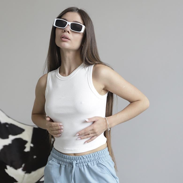 Женская майка хлопковая Vivioji рубчик M/L Молочный (13724) Женская майка хлопковая Vivioji рубчик M/L Молочный (13724)