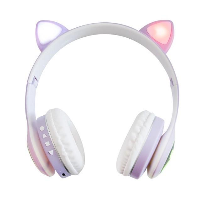 Навушники бездротові Cat Ear VZV-23M Bluetooth з RGB підсвічуванням і котячими вушками Бузковий - фото 3