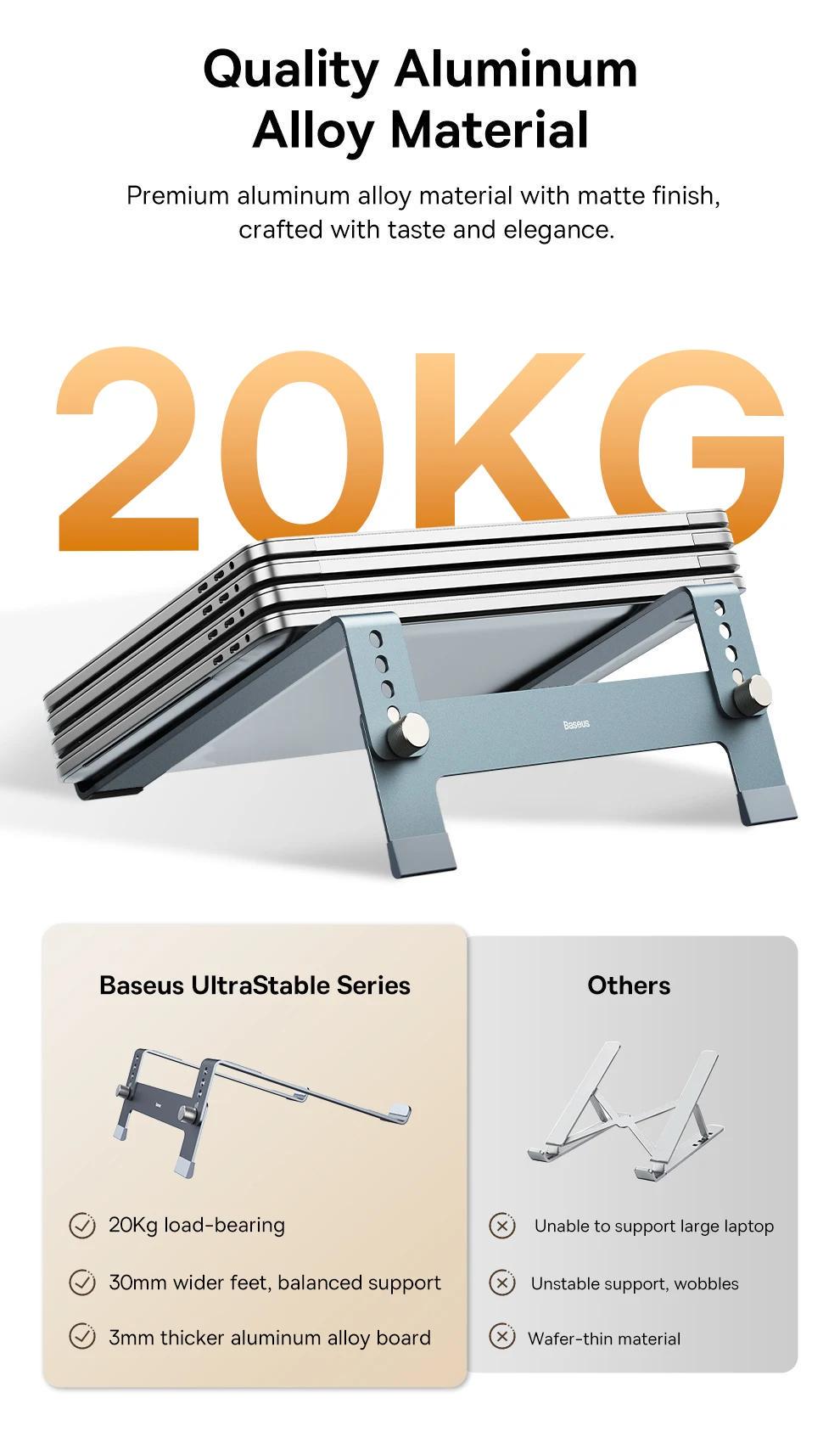 Підставка BASEUS для ноутбуку металева Сірий (B10053100811-00) - фото 13 Підставка BASEUS для ноутбуку металева Сірий (B10053100811-00) - фото 13