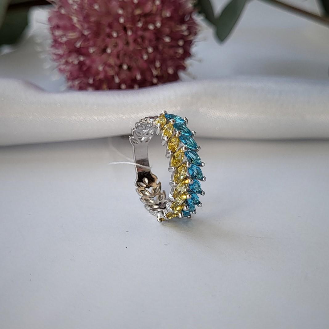 Кольцо женское Колосок с желтыми голубыми камнями из серебра 925 проба р. 16,5 2,40 г (45195р) Кольцо женское Колосок с желтыми голубыми камнями из серебра 925 проба р. 16,5 2,40 г (45195р)